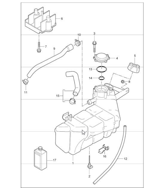Diagram 105-20 Porsche 卡宴 3.2L V6 2003 年>> 引擎