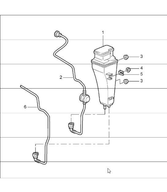 Diagram 201-20 Porsche 997 (911) MK1 2005-2008 Sistema di alimentazione, sistema di scarico