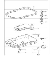 tiptronic: oil filter and oil pan for 997.1 CARRERA C2 A97.01 TIPTRONIC 2005-08 and 997.1 CARRERA C4 A97.31 TIPTRONIC 2006-08