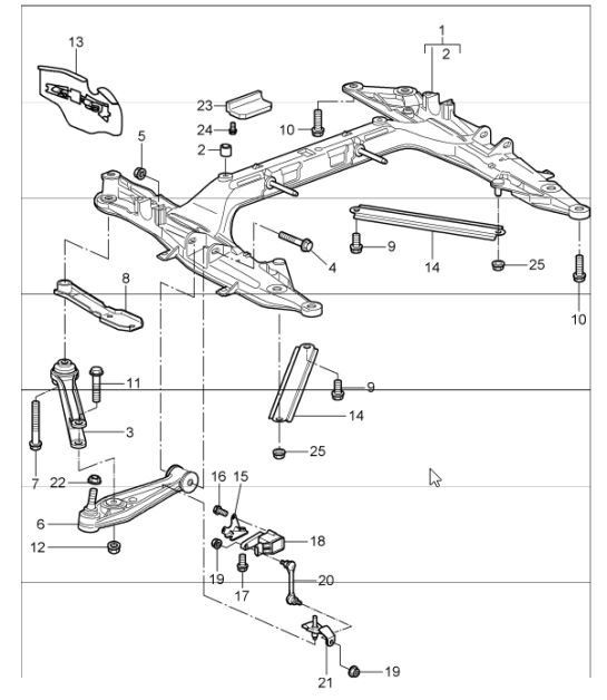 Diagram 401-00 Porsche 991 (911) MK1 2012-2016 Front Axle, Steering 