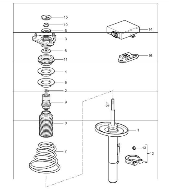 Diagram 402-00 Porsche 开曼 S 3.4L 987C 2005-08 前轴、转向 