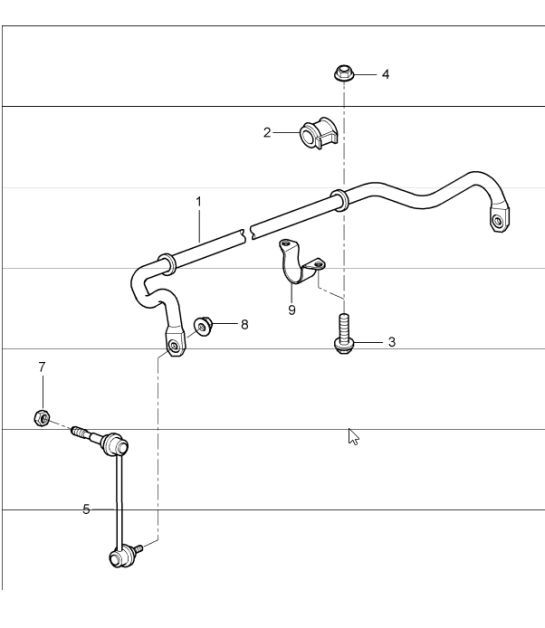 Diagram 402-05 Porsche Cayenne Turbo / Turbo S 4.8L 2007>> Eje delantero, dirección 