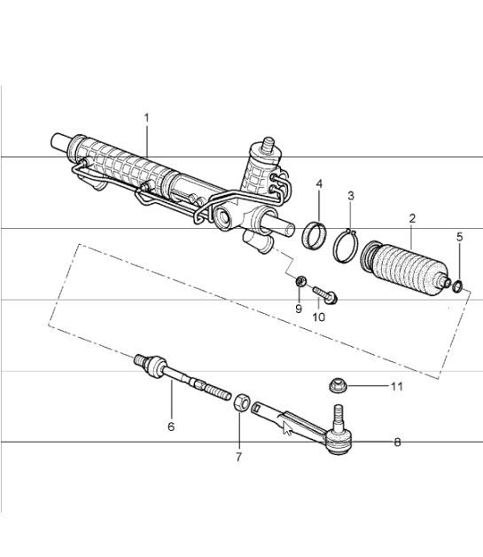 Diagram 403-00 Porsche 996 (911) (1997-2005) Front Axle, Steering 
