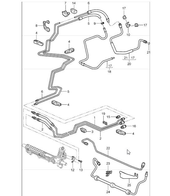 Diagram 403-01 Porsche 991 (911) MK2 2016-2018 Assale anteriore, sterzo 