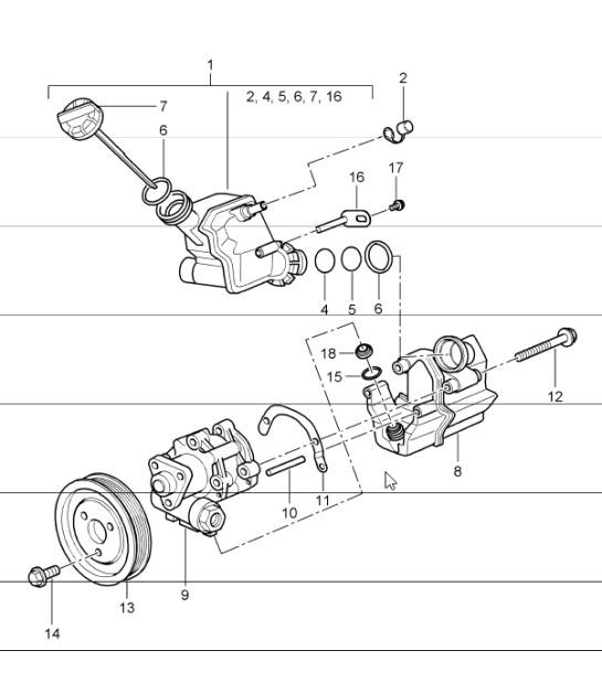 Diagram 403-03 Porsche Cayman 987C/981C（2005-2016 年） 前轴、转向 