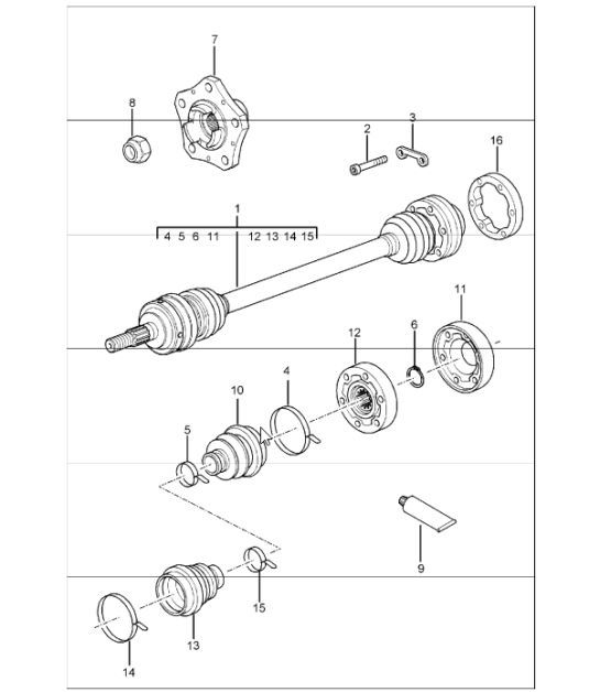 Diagram 501-05 Porsche Cayman S 3.4L 987C 2005-08 Rear Axle