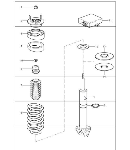 Diagram 502-01 Porsche Cayman S 3.4L 987C 2005-08 Eje posterior