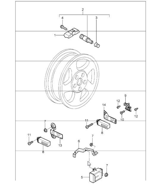 Diagram 601-05 Porsche 997 (911) MK1 2005-2008 Wielen, Remmen