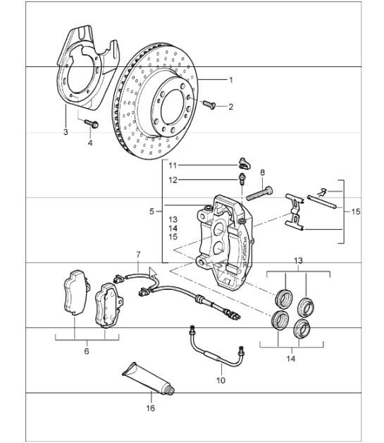 Diagram 602-00 Porsche 卡宴 S V8 4.2L 柴油 382HP 车轮、制动器