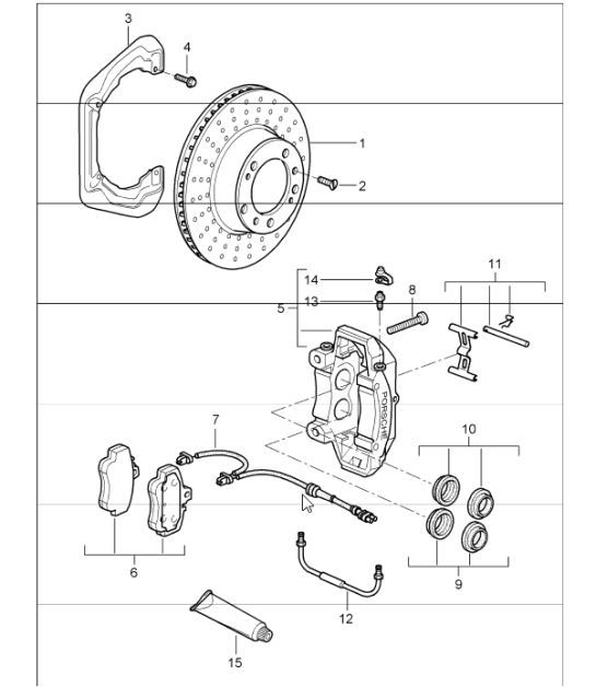 Diagram 603-01 Porsche Cayenne S 4.5L V8 2003>> Ruedas, Frenos
