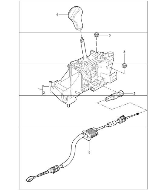 Diagram 701-01 Porsche Cayman 987C/981C (2005-2016) Système de levier manuel, groupe de pédales 