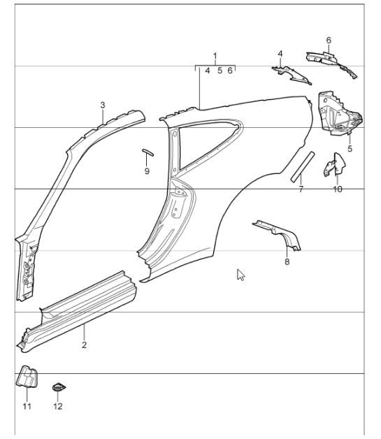 Diagram 801-55 Porsche Boxster 986/987/981（1997 年 - 2016 年）  车身