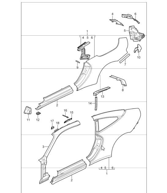 Diagram 801-65 Porsche 卡宴 Turbo V8 4.8L 汽油 500HP  车身