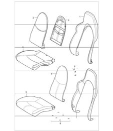 foam part, cover, sports seat for 997.1 CARRERA CABRIO / COUPE / TARGA 2005-08