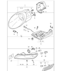 headlamp, additional headlamp, direction indicator light 997.1 2005-08