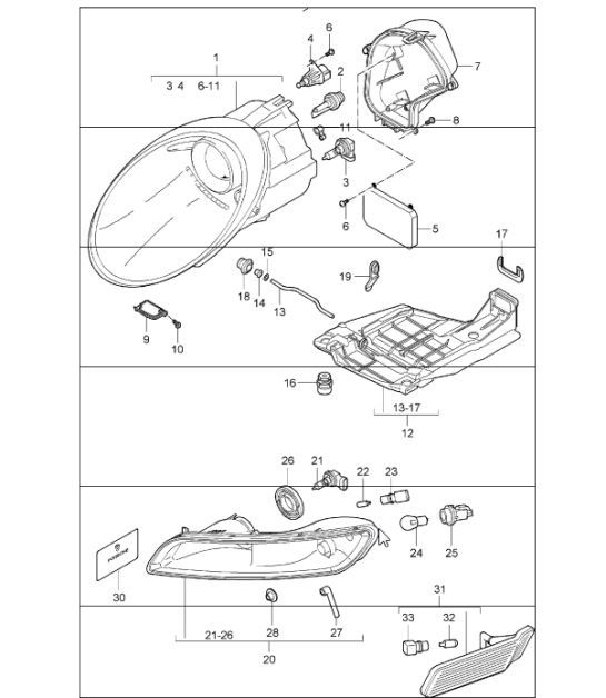 Diagram 905-01 Porsche Macan (95B) MK1 (2014-2018) Electrical equipment