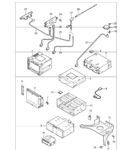 Diagram 911-00 Porsche 997 (911) MK1 2005-2008 Équipement électrique
