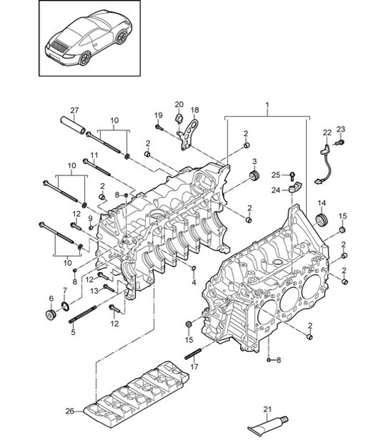 Diagram 101-005 Porsche 997 (911) MK2 2009-2012 Motor