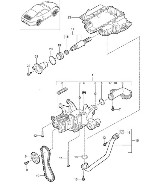 Diagram 104-000 Porsche 997 (911) MK2 2009-2012 Engine