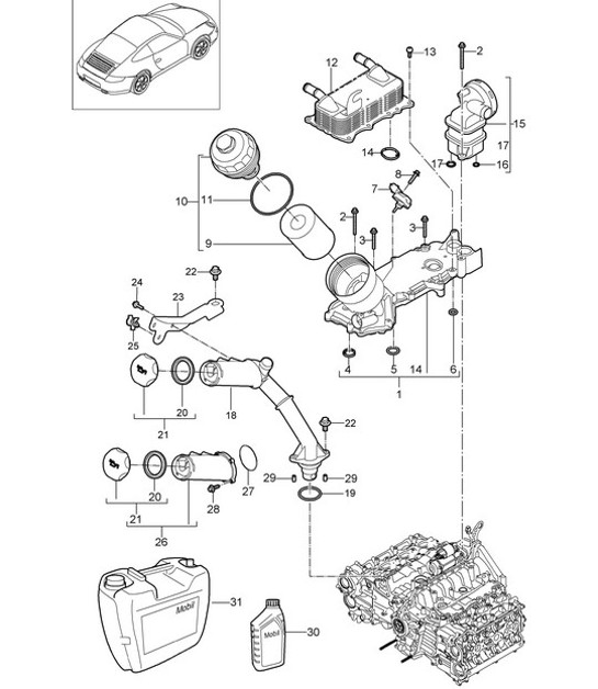 Diagram 104-005 Porsche Panamera 970 MK2 (2014-2016) Engine