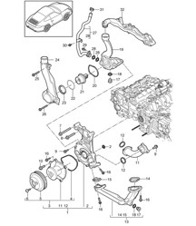 Coolant pump / Thermostat housing 997.2 Carrera 2009-12