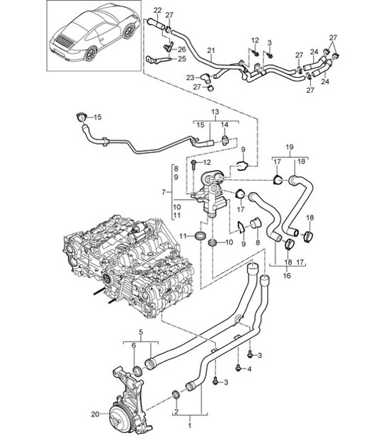 Diagram 105-005 Porsche 997（911）MK2 2009-2012 引擎