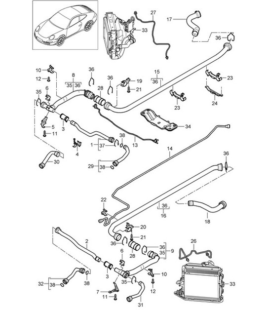 Diagram 105-010 Porsche 997 (911) MK2 2009-2012 Motore