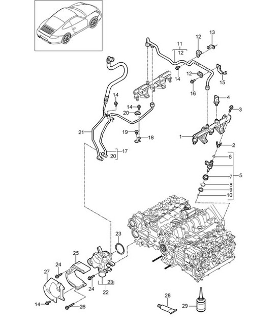 Diagram 107-005 Porsche 997 (911) MK2 2009-2012 Moteur
