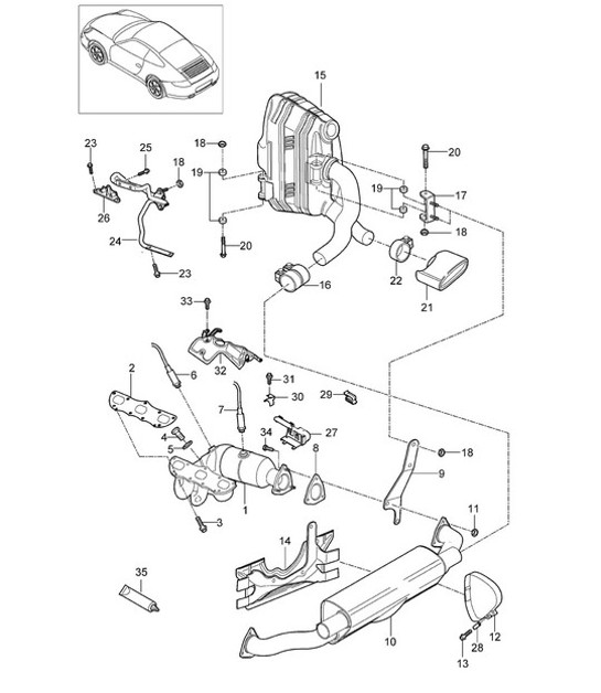 Diagram 202-000 Porsche 996 GT2 2001-05 燃油系统、排气系统