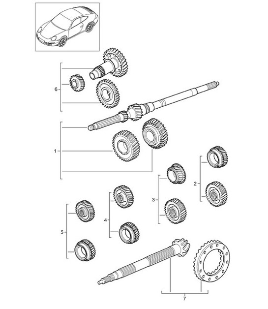 Diagram 303-000 Porsche 997 MK1 Carrera 2S 3.8L 2005-08 Transmission