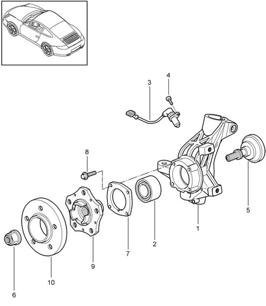 Diagram 401-005 Porsche Cayenne Turbo S 4.5L 2006>> Eje delantero, dirección 