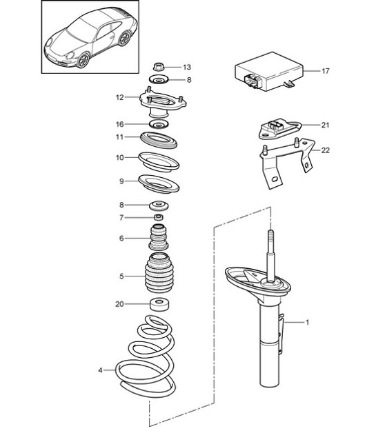 Diagram 402-001 Porsche Boxster GTS 718 4.0L PDK（400 马力） 前轴、转向 
