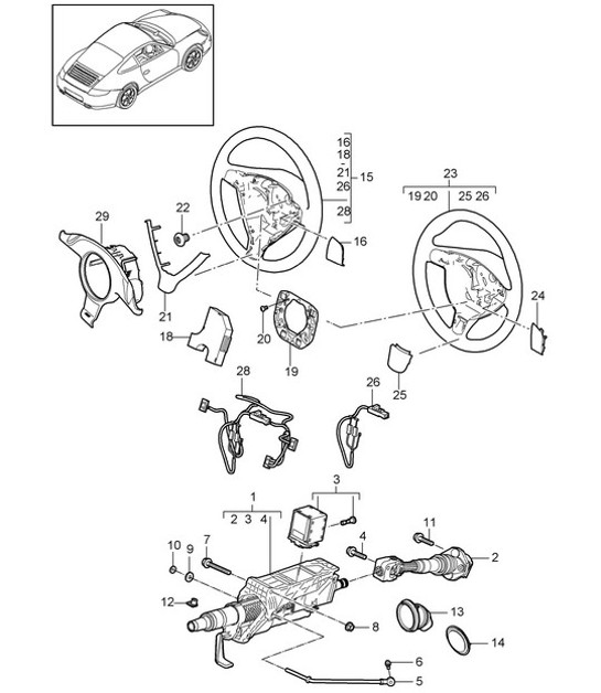 Diagram 403-005 Porsche 996 C4 3.4L 1997-08/01 前轴、转向 