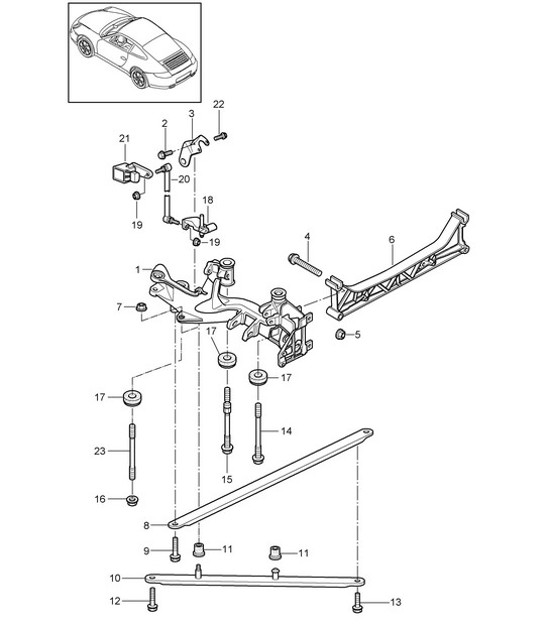 Diagram 501-001 Porsche 997 (911) MK2 2009-2012 Eje posterior