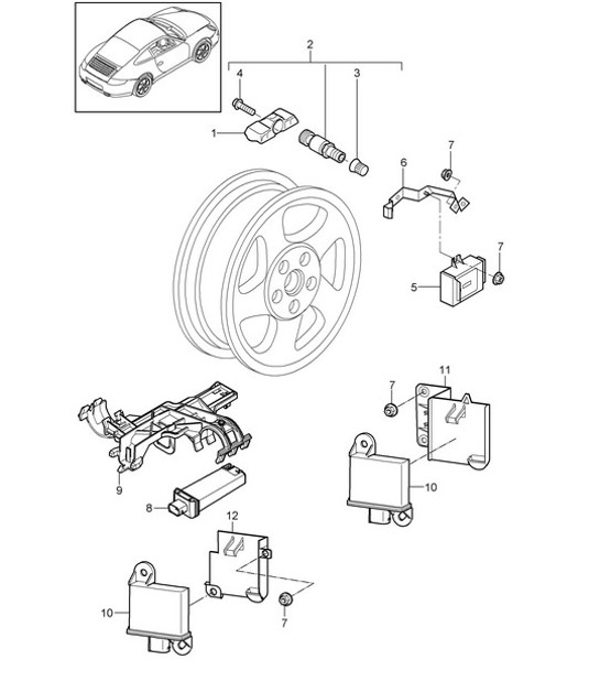 Diagram 601-005 Porsche 卡宴 S 4.5L V8 2003 年>> 车轮、制动器