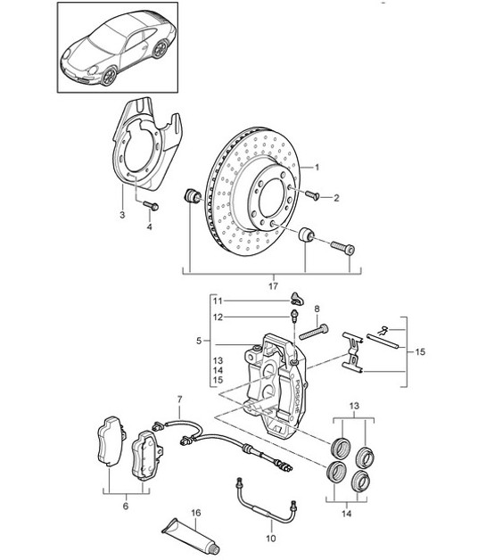 Diagram 602-002 Porsche Panamera Turbo V8 行政版 车轮、制动器