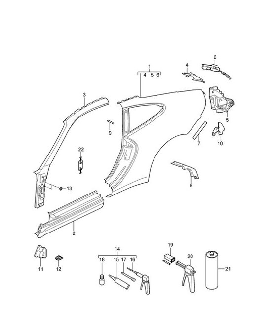 Diagram 801-055 Porsche Cayenne GTS V8 4.8L Petrol 400HP Body