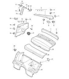 Linings, Rear - COUPE - 997.2 Carrera 2009-12