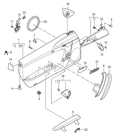 Door panel slush technology / Accessories / Passenger compartment in Carbon, macassar, Leather, Aluminium look - PR:-981,XTL, XTT,XTV,XTW - 997.2 Carrera 2009-2012