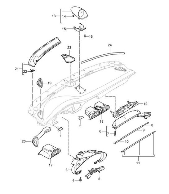 Diagram 809-001 Porsche 996 TURBO 2000-05 Carrocería