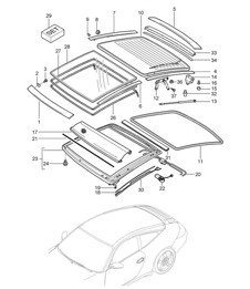 Glass roof / Linings - TARGA - 997.2 2009-12