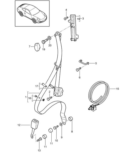 Diagram 812-000 Porsche 997 (911) MK2 2009-2012 Carrosserie