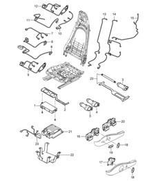 Wire set / Switch / Control unit / Electric motor / Comfort seat 997.2 Carrera 2009-12