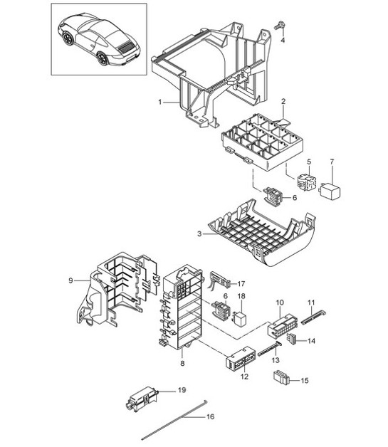 Diagram 902-000 Porsche 996 C4 3.4L 1997-08/01 电子设备