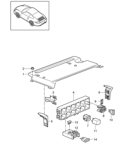 Diagram 902-001 Porsche 997 (911) MK2 2009-2012 Équipement électrique