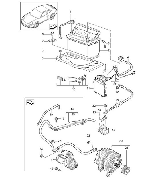 Diagram 902-005 Porsche 开曼 S 3.4L 987C 2005-08 电子设备