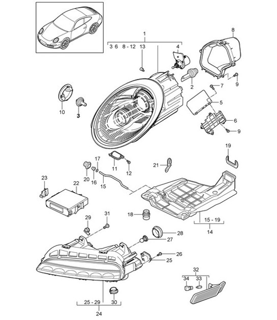 Diagram 905-001 Porsche 992 涡轮增压 Cabriolet 3.8L 