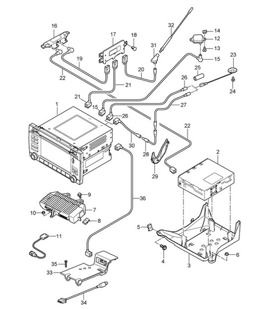 Diagram 911-000 Porsche 996 GT2 2001-05 Materiale elettrico