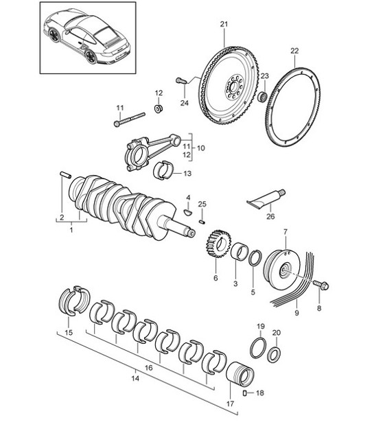Diagram 102-002 Porsche Cayenne 92A (958) 2010-2017 Engine