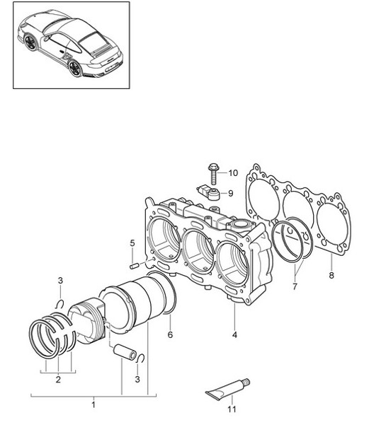 Diagram 102-007 Porsche 997（911）MK1 2005-2008 引擎